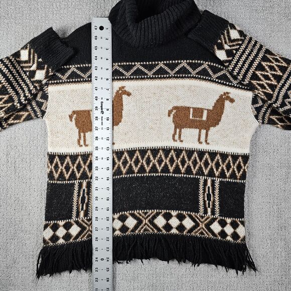 Zara Fancy‎ Collection Girls Alpaca Print Turtleneck Knit Sweater Fringed - Picture 5 of 8